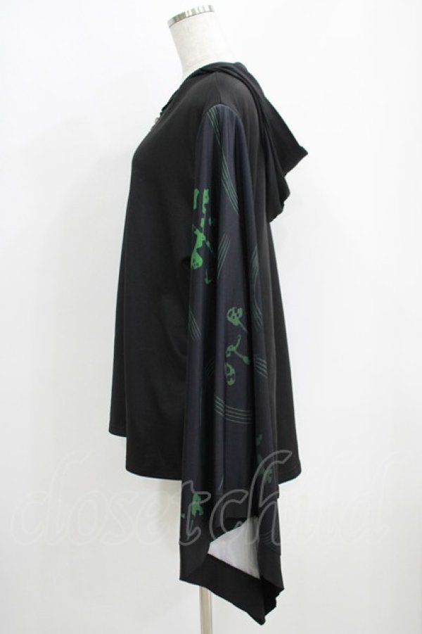 画像2: NieR Clothing / STRETCH PULLOVER着物風袖【和柄漢字】  黒 H-25-05-15-058-PU-TO-KB-ZH (2)