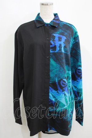 画像: NieR Clothing / 切替長袖シャツ  黒 H-25-05-15-059-PU-BL-KB-ZH