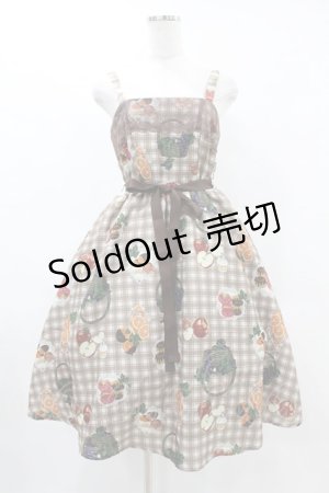 画像: axes femme POETIQUE / フリュイ・コンフィ柄ワンピース M ブラウン H-25-05-15-1032-AX-OP-NS-ZH