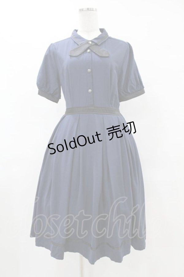 画像1: axes femme / クロスタイ付ワンピース M ネイビー H-25-05-15-1036-AX-OP-NS-ZH (1)