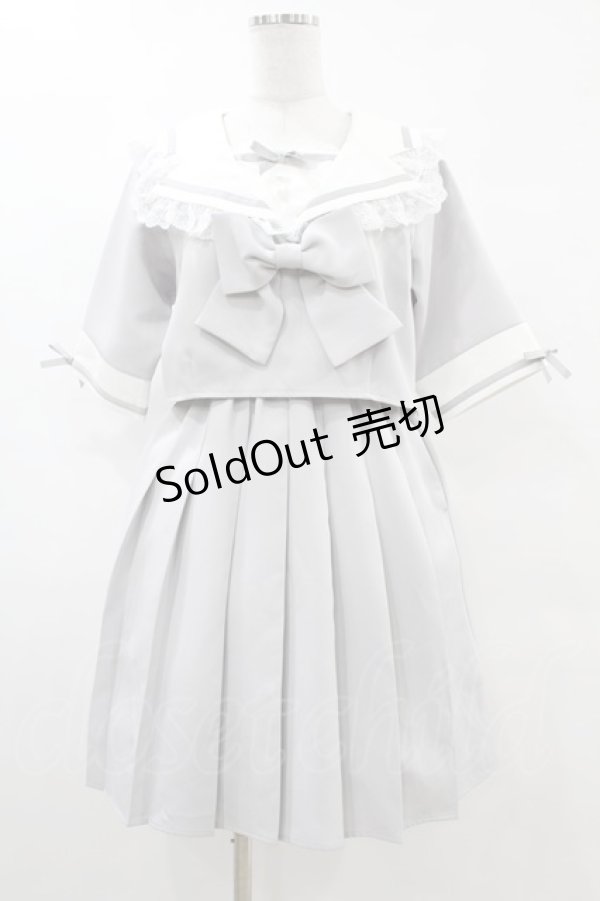 画像1: DearMyLove / レースフリルリボン学園ワンピース LL グレー H-25-05-15-1038-EL-OP-NS-ZH (1)