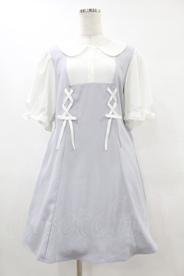 画像1: DearMyLoveRose / バイカラーコーデワンピース 3L グレー H-25-05-15-1039-EL-OP-NS-ZH (1)