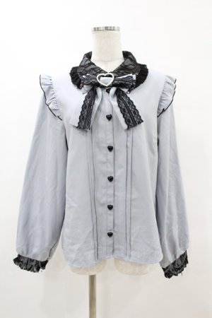 画像: DearMyLove / レース重ねハートリボンフリルブラウス 3L サックス H-25-05-15-1050-EL-BL-NS-ZH