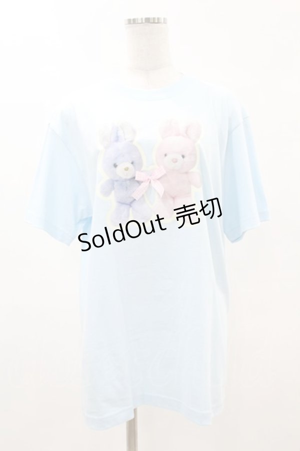 画像1: Nile Perch / プリントTeeシャツ＜うさぎ＞ F ふたごうさぎ/パープル H-25-05-15-1052-LO-TS-NS-ZH (1)