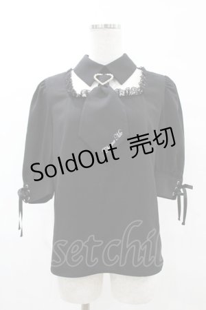 画像: Jamie エーエヌケー / ハートバックルネクタイブラウス M ブラック H-25-05-15-1056-LO-BL-NS-ZH