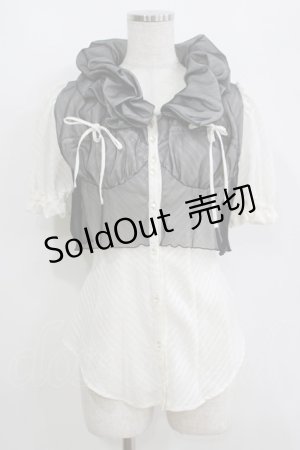 画像: alice auaa / チュール重ね半袖ブラウス 3（約9号） オフ×ブラック H-25-05-15-065-AA-BL-KB-ZH