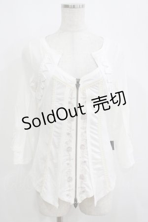 画像: Ozz oneste / 薔薇刺繍メッシュZIPカーデ  オフ H-25-08-10-029-OO-TO-KB-ZH