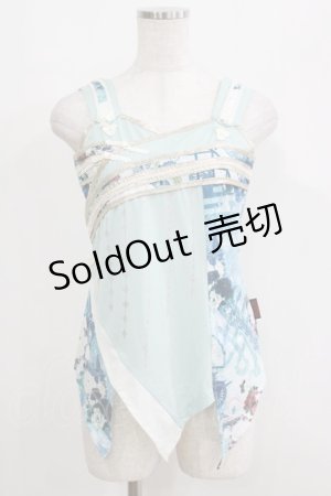 画像: Ozz oneste / 蝶×牡丹柄キャミソール  ブルー H-25-05-15-072-OO-TO-KB-ZH