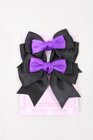 画像: LOTUS ribbon / リボンクリップ  ブラック/パープル H-25-05-16-045-EL-AC-NS-ZH