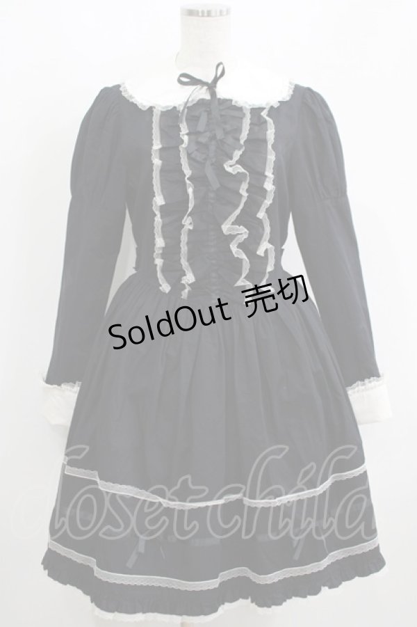 画像1: metamorphose / つけ衿付きリボンワンピース Free ブラック H-25-05-16-1021-ME-OP-NS-ZH (1)