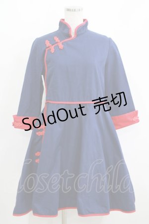 画像: IRO+IRO / チャイナワンピース M ネイビー H-25-05-16-1022-LO-OP-NS-ZH