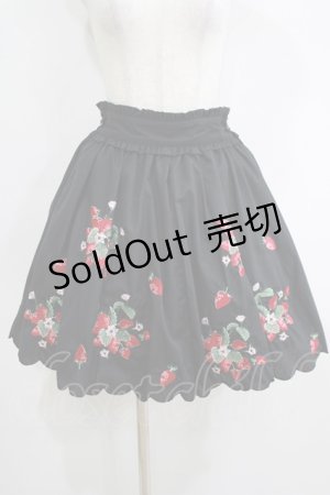 画像: Ank Rouge / いちご刺繍スカラップスカート M ブラック H-25-05-16-1033-CA-SK-NS-ZH