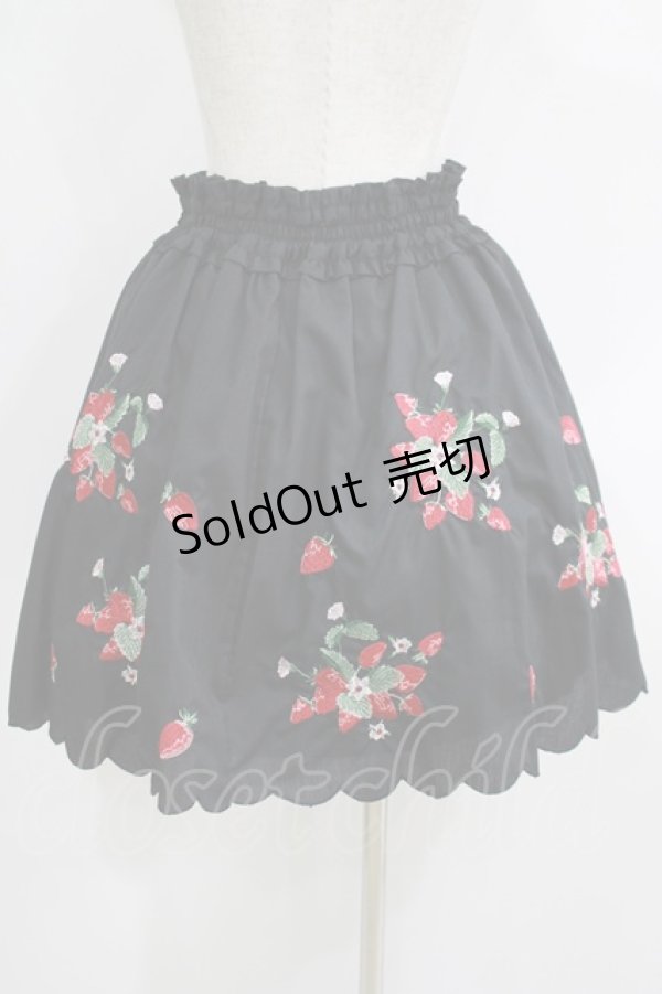 画像3: Ank Rouge / いちご刺繍スカラップスカート M ブラック H-25-05-16-1033-CA-SK-NS-ZH (3)