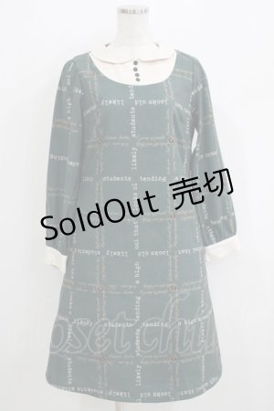 画像: Fi.n.t / ヨーク切替タイプライター柄ワンピース Free GREEN H-25-05-16-1039-CA-OP-NS-ZH