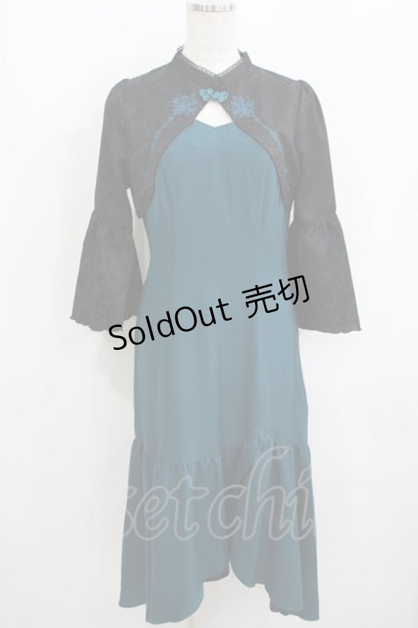 画像1: axes femme POETIQUE / ロータス刺繍チャイナワンピース M グリーン H-25-05-16-1046-AX-OP-NS-ZH (1)
