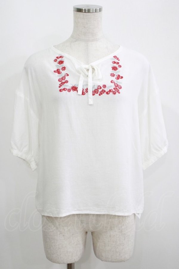 画像1: Fi.n.t / ヨークフルーツ刺繍ブラウス Free OFF WHITE H-25-05-16-1050-CA-BL-NS-ZH (1)