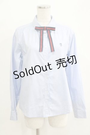 画像: Fi.n.t / グログランリボン付きブラウス Free ブルー H-25-05-16-1059-CA-BL-NS-ZH