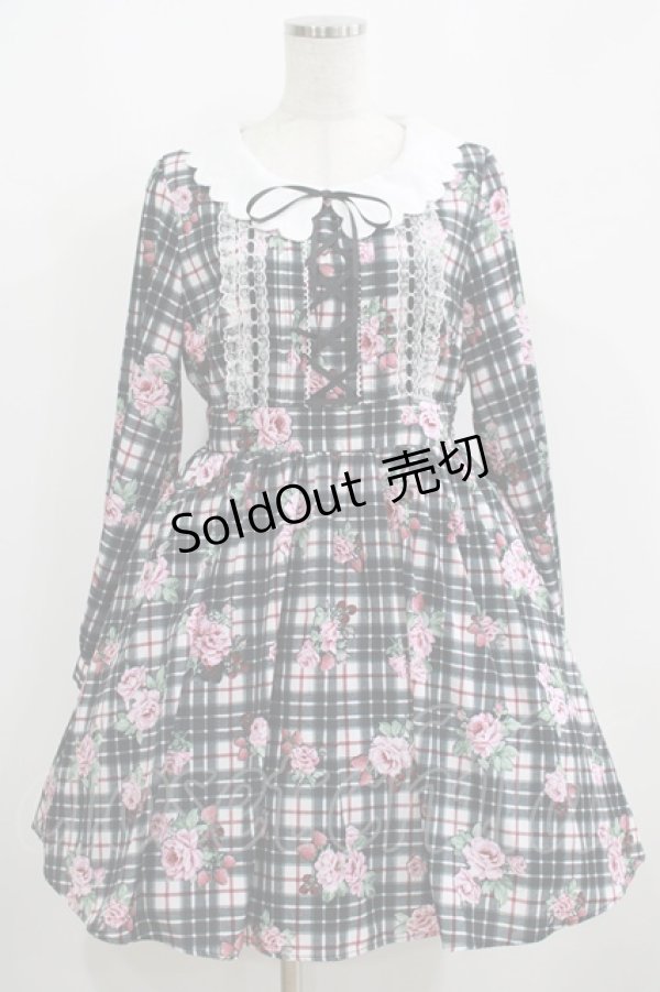画像1: Ank Rouge / ストロベリーチェックワンピース M ブラック H-25-05-16-1007-CA-OP-NS-ZH (1)