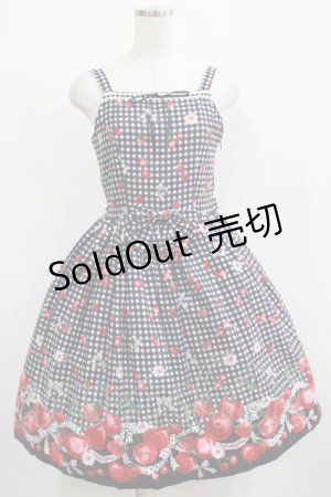 画像: metamorphose / ギンガムチェリーはしごレースジャンパースカート Free ブラック H-25-05-16-1002-ME-OP-NS-ZH