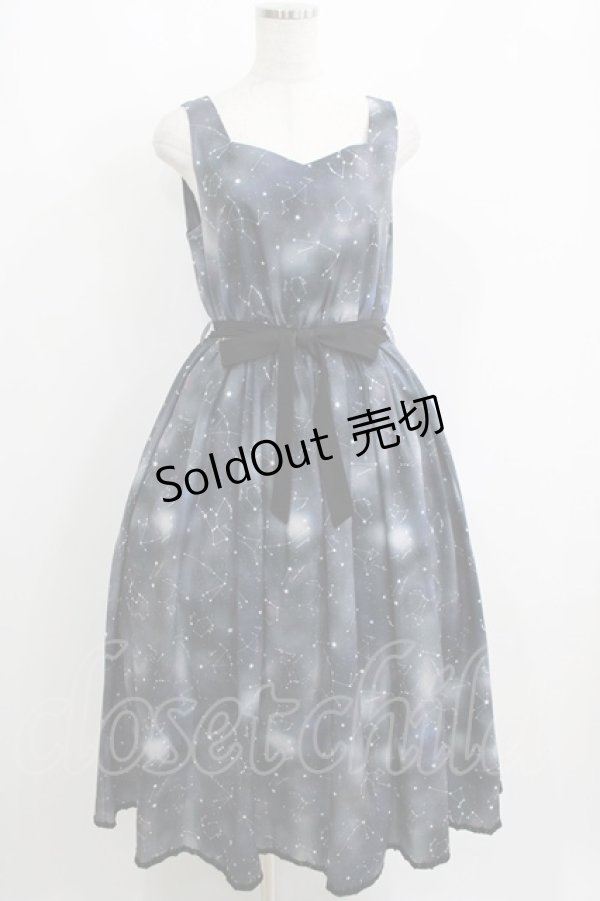 画像1: axes femme POETIQUE / 冬の星座柄ハートネックワンピース M ブラック H-25-05-16-1019-AX-OP-NS-ZH (1)