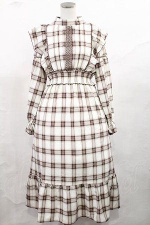 画像: melume / makiコラボ/チェックワンピース M アイボリー/ブラウン H-25-05-16-009-LO-TO-NS-ZH