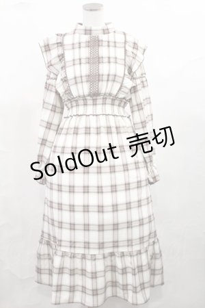 画像: melume / makiコラボ/チェックワンピース M アイボリー/ブラウン H-25-05-16-009-LO-TO-NS-ZH