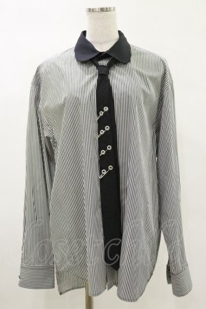 画像: MILKBOY / ROUND COLLAR PUNK TIE SHIRTS  クロシロストライプ×クロ H-25-05-17-034-MB-BL-KB-ZH