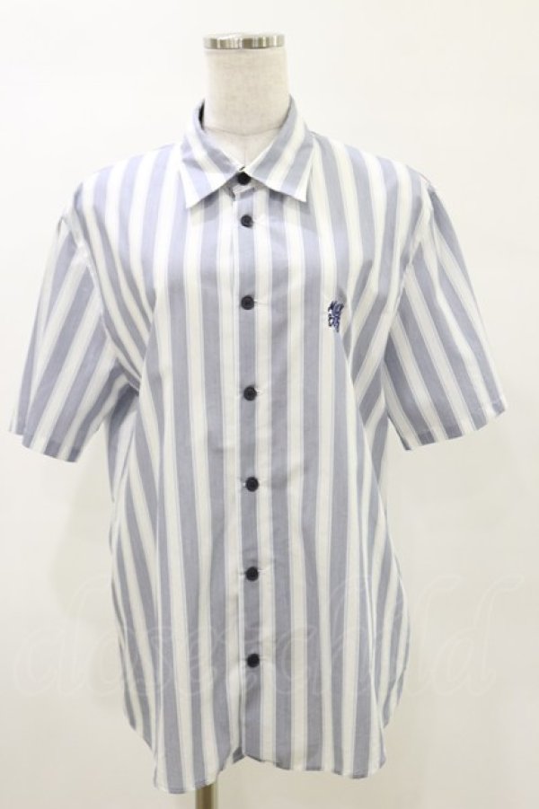 画像1: MILKBOY / LOGO Stripe shirt  ホワイト×ブルー H-25-05-17-036-MB-BL-KB-ZH (1)