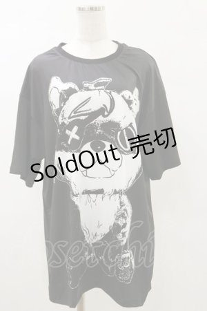 画像: NieR Clothing / プリント半袖CUTSEW  黒 H-25-05-17-039-PU-TO-KB-ZH