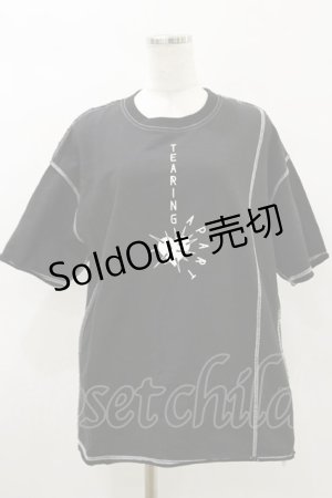 画像: HELL CAT PUNKS / カラーステッチTシャツ  黒×白 H-25-05-17-047-PU-TO-KB-ZH
