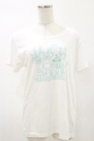 画像: MALKOMALKA / プリントTシャツ  白×サックス H-25-05-17-050-PU-TO-KB-ZH
