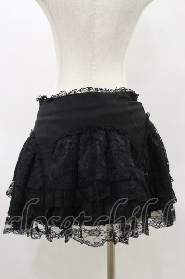 画像2: SEXY DYNAMITE LONDON / ガーター風レースフリルスカート M 黒 H-25-05-17-068-PU-SK-KB-ZH (2)
