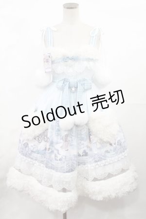 画像: KNITTING BALL CAT（海外ロリータブランド） / しろくまジャンパースカートセット S サックス/オフ H-25-05-17-1001-LO-OP-NS-ZH