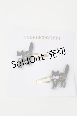 画像: Angelic Pretty / Little Catヘアピン  ブラック/ラベンダー H-25-05-17-1014-AP-AC-NS-ZH