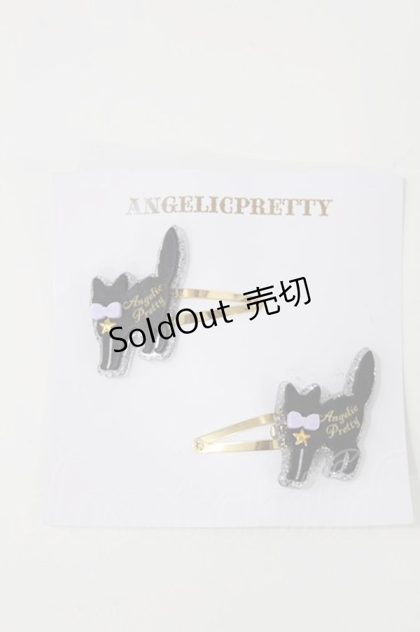 画像1: Angelic Pretty / Little Catヘアピン  ブラック/ラベンダー H-25-05-17-1014-AP-AC-NS-ZH (1)