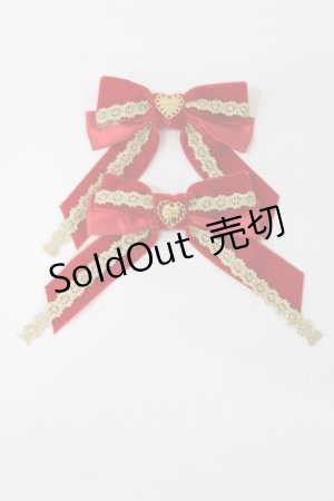 画像: Angelic Pretty / レースハートチャームベルリボンクリップSet  レッド H-25-05-17-1035-AP-AC-NS-ZH
