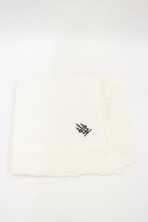 画像: Moi-meme-Moitie / タイニーローズレース燭台刺繍スカーフ  白×黒刺繍 H-25-05-17-003-MO-ZA-KB-ZH