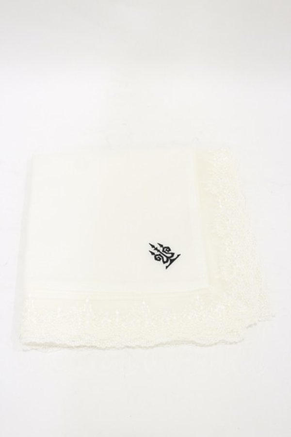画像1: Moi-meme-Moitie / タイニーローズレース燭台刺繍スカーフ  白×黒刺繍 H-25-05-17-003-MO-ZA-KB-ZH (1)
