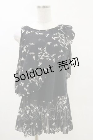 画像: HYSTERIC GLAMOUR / 蝙蝠ジョーゼットアシメタンク  黒 H-25-05-17-021-PU-TO-KB-ZH