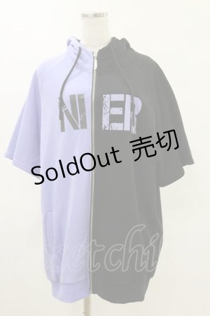 画像: NieR Clothing / 半袖ZIPパーカー  2TONE(パープル×ブラック) H-25-05-17-029-PU-TO-KB-ZH