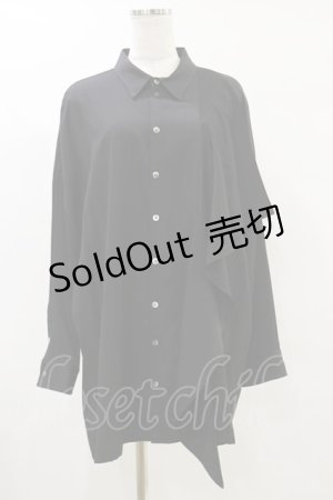 画像: MiDiom / Ruffle Frill Big Shirt  ブラック H-25-05-18-043-PU-BL-KB-ZH