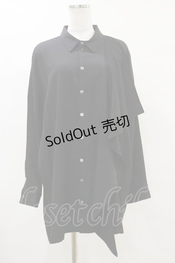 画像1: MiDiom / Ruffle Frill Big Shirt  ブラック H-25-05-18-043-PU-BL-KB-ZH (1)
