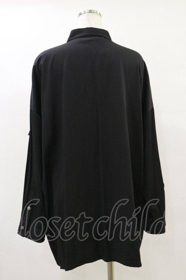 画像2: MiDiom / Ruffle Frill Big Shirt  ブラック H-25-05-18-043-PU-BL-KB-ZH (2)
