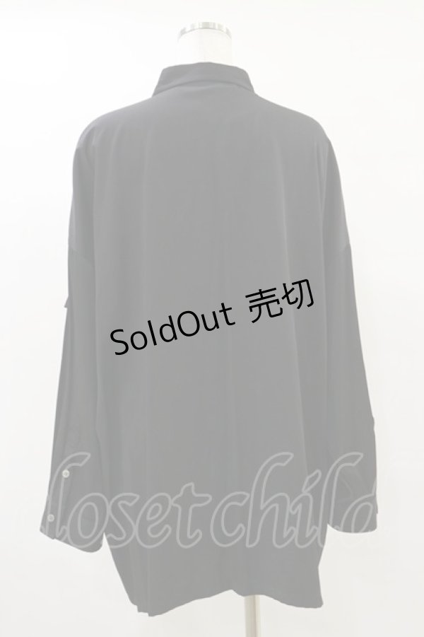 画像2: MiDiom / Ruffle Frill Big Shirt  ブラック H-25-05-18-043-PU-BL-KB-ZH (2)