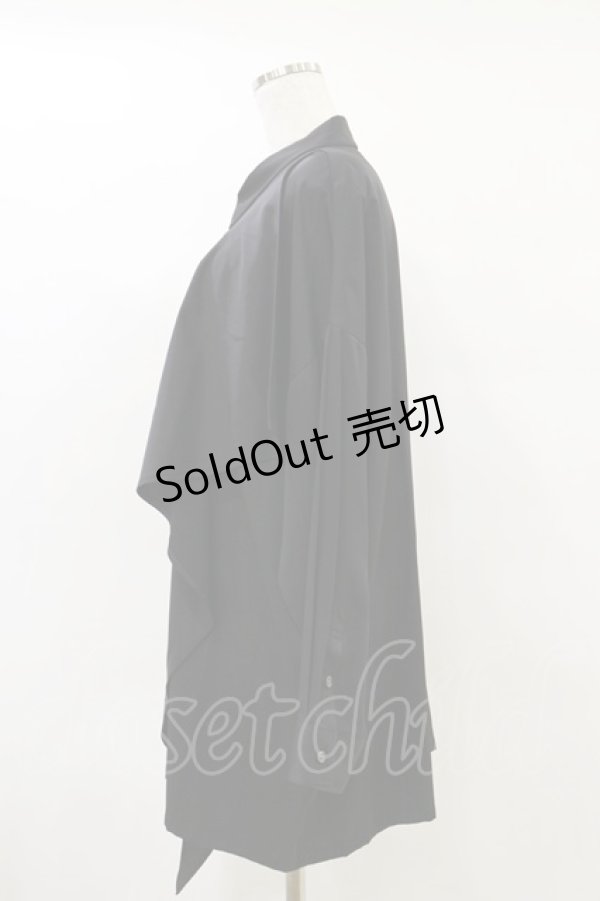 画像3: MiDiom / Ruffle Frill Big Shirt  ブラック H-25-05-18-043-PU-BL-KB-ZH (3)