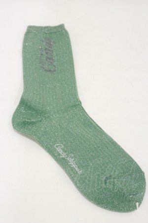 画像: Candy Stripper / CANDY LAME RIB SOCKS  ライトグリーン H-25-05-18-007-PU-ZA-KB-ZH