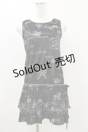 画像: MILK / フレンチメールワンピース  ブラック×ピンク H-25-05-18-061-ML-OP-KB-ZH