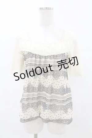 画像: axes femme / レースボーダートップス M アイボリー H-25-05-18-1047-AX-TO-NS-ZH