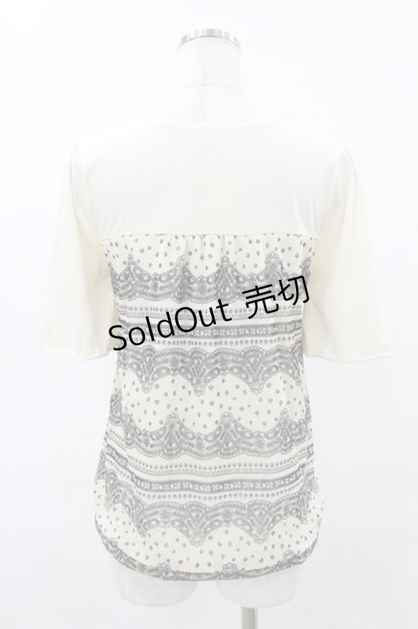 画像2: axes femme / レースボーダートップス M アイボリー H-25-05-18-1047-AX-TO-NS-ZH (2)