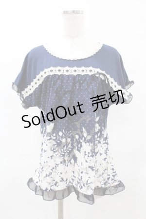 画像: axes femme / 花柄ドットトップス M ネイビー H-25-05-18-1056-AX-TO-NS-ZH